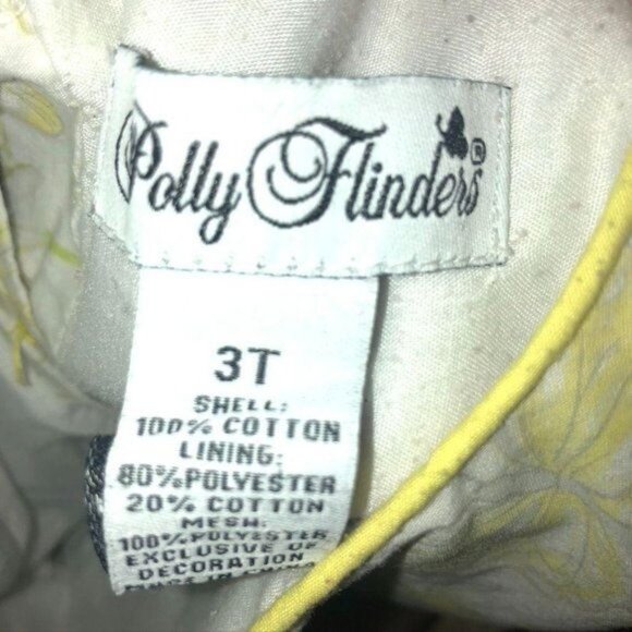 Polly Flinders 3T Sleeveless Yellow Daisy & Butterfly Print Dress With Tie Back - Picture 5 of 6